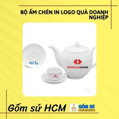 Bộ ấm chén in logo Quà Doanh Nghiệp QTDNHCM21